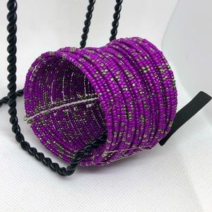 Purple Beaded Cuff Bracelet!